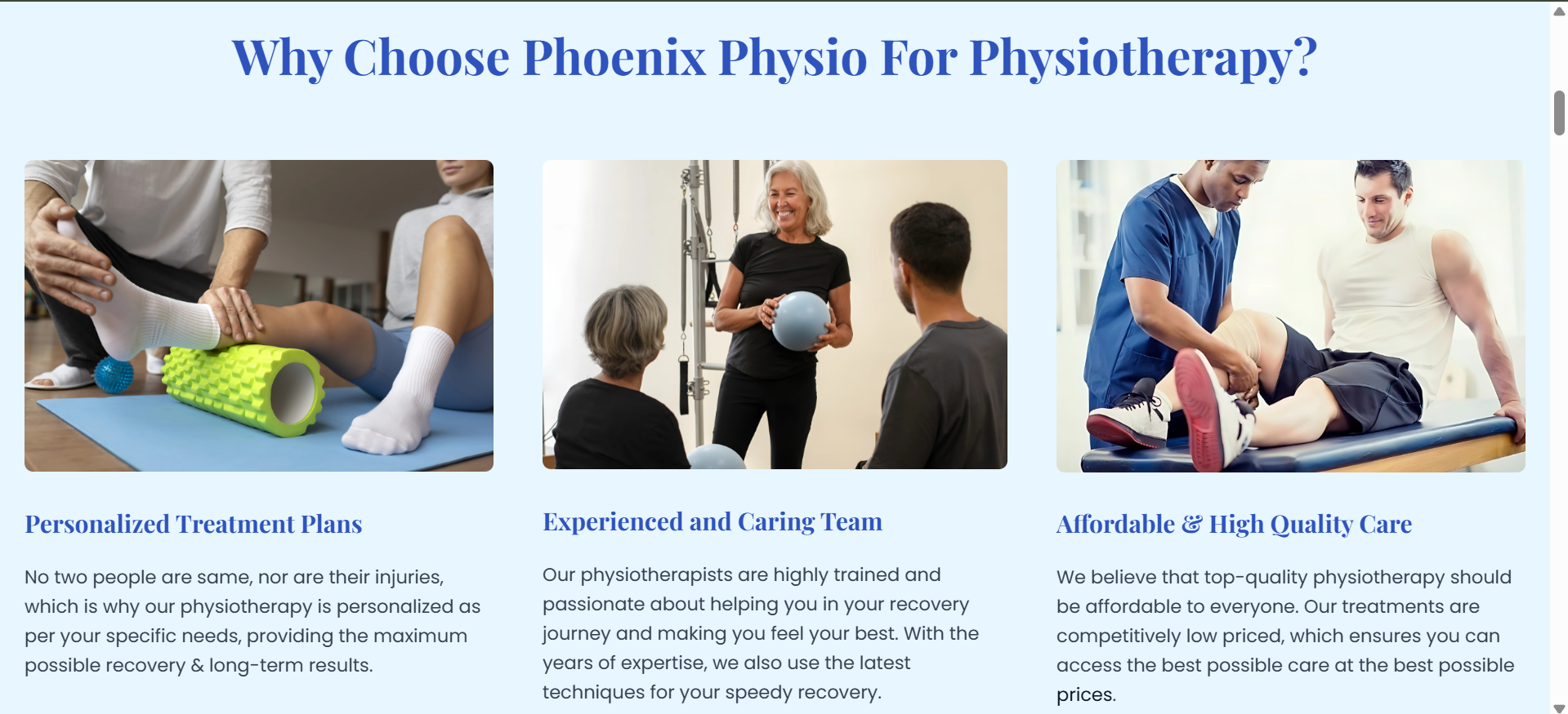 Physiotherapy website for rehab services